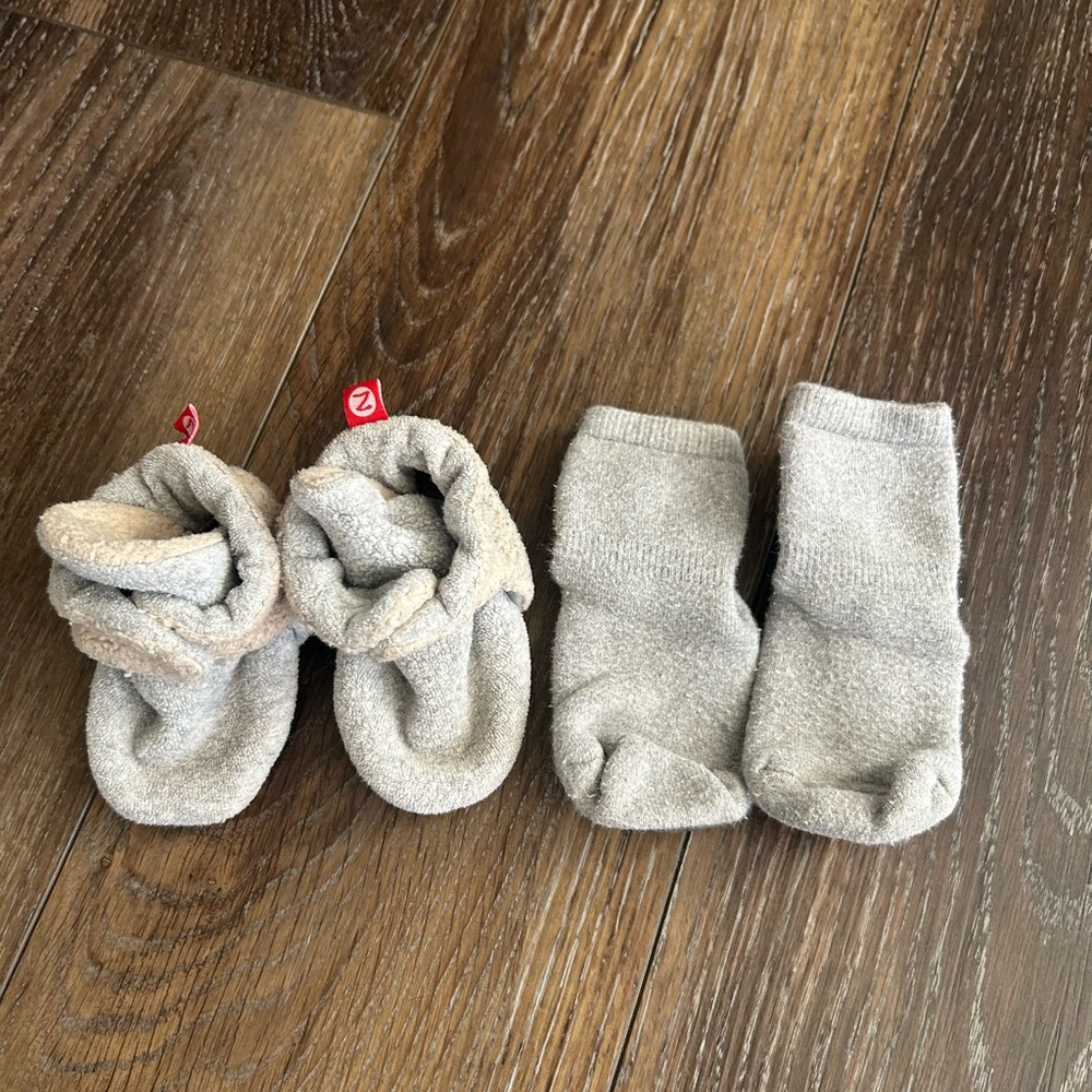 Zutano booties & Hanna Anderson Swedish Grippy socks